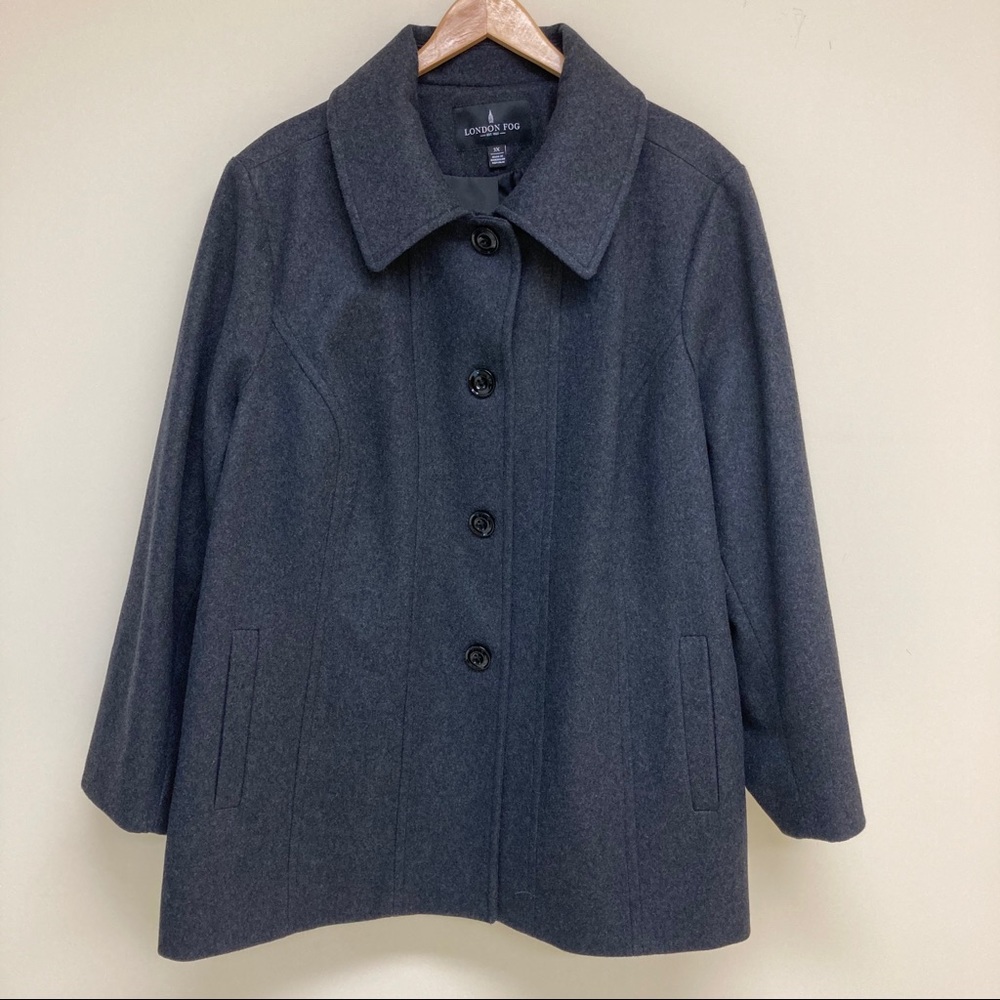 London Fog coat dark gray wool blend 3X